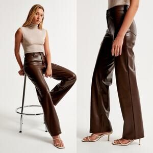 Abercrombie & Fitch Vegan Leather 90s Relaxed Pants Dark Brown Size 4/27